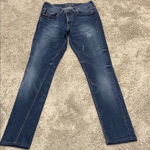 Zara Dark Blue Denim Mid Rise Skinny Jeans. Sz 6